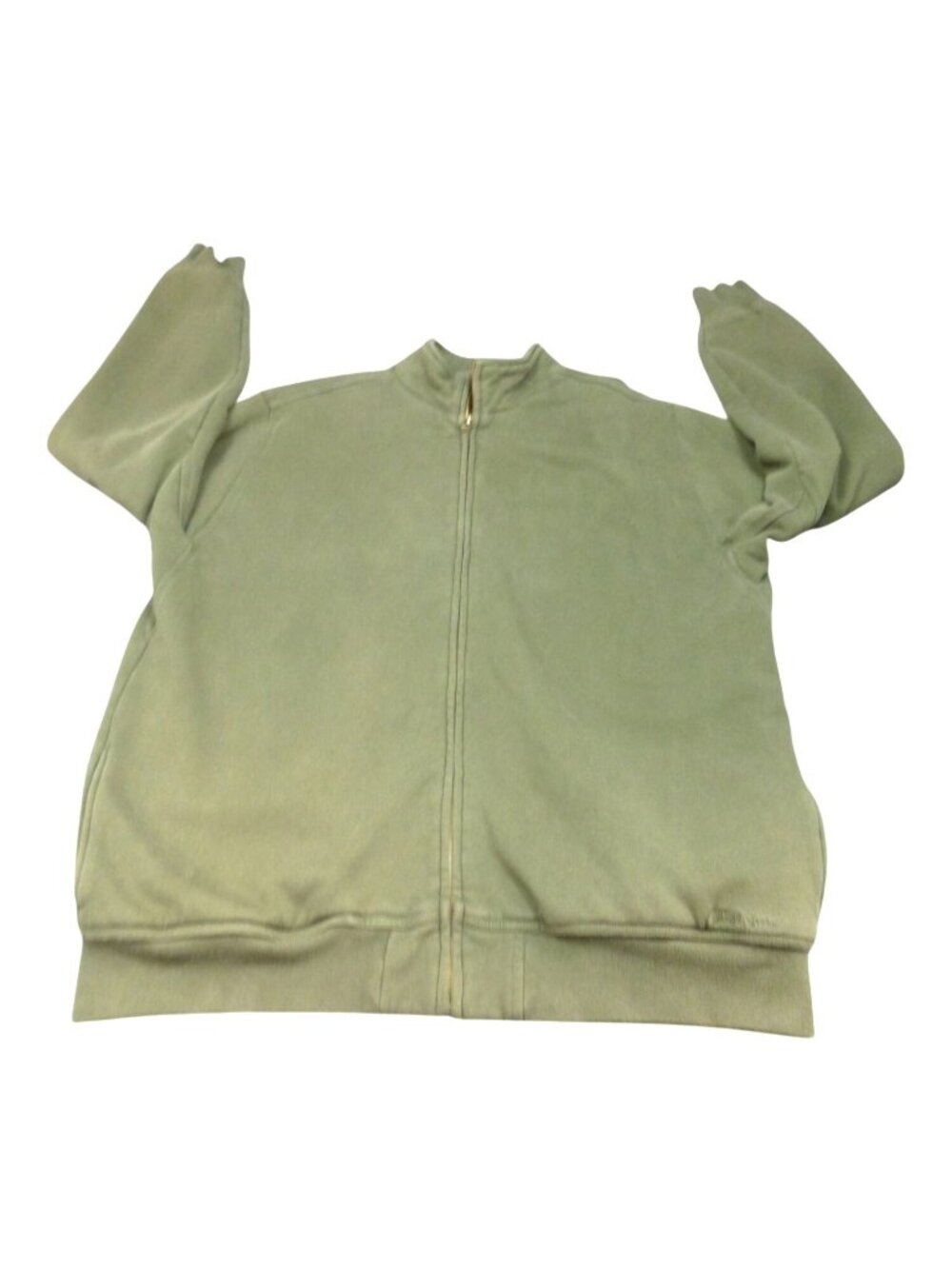 LL Bean Katahdin Iron Works Sherpa Lined Mens Green Full Zip Fleece Jacket LG Ta